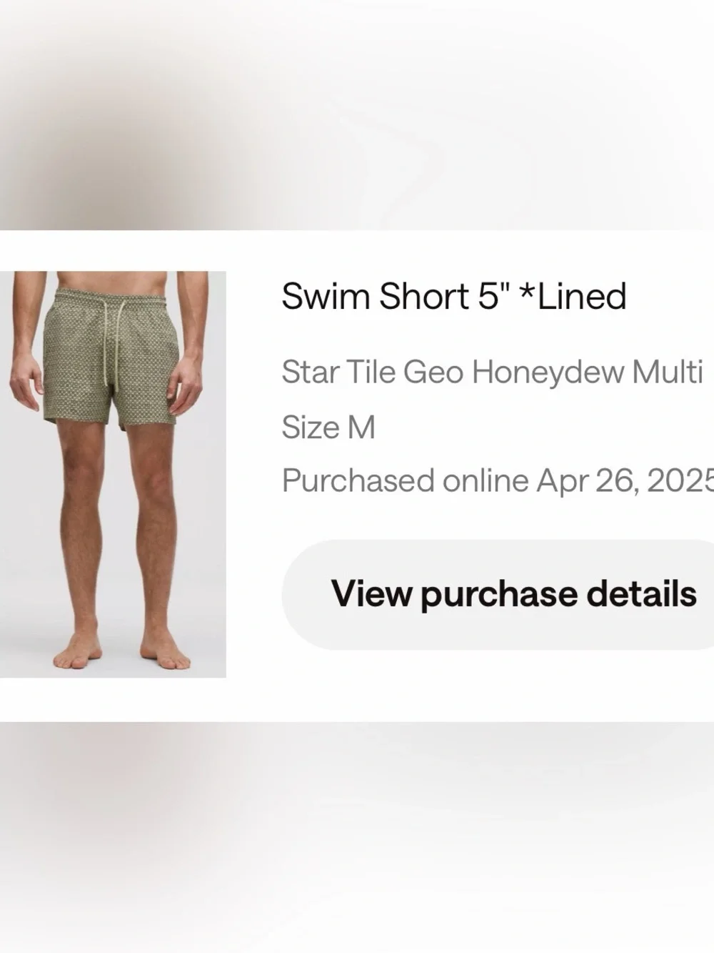 Lululemon Men's Honeycomb Geo Swim Shorts in Olive - M, 5” inseam